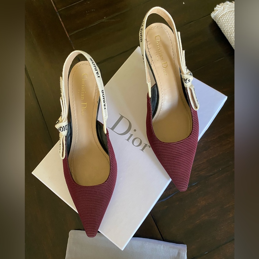 Stunning Christian Dior J’Adior Slingback heels color rich burgundy size 6.5